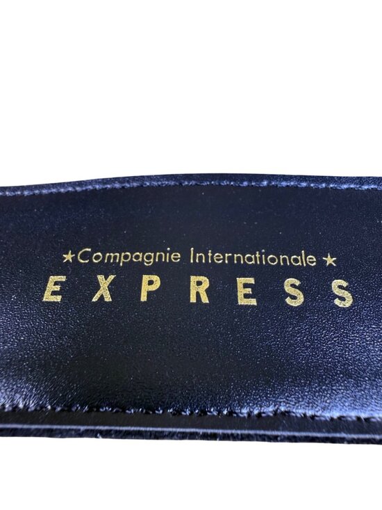 Express Womens Black Leather Belt Gold Jeweled Buckle Sz M main image 6